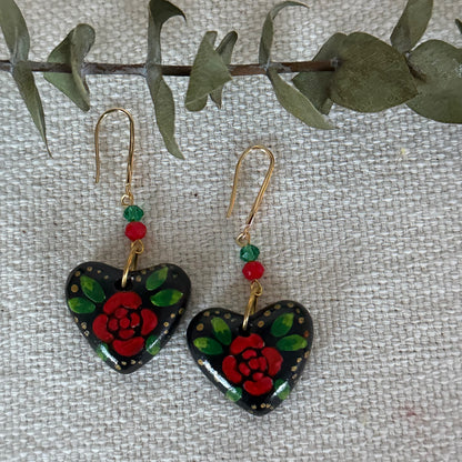 Rose Heart Shaped Earrings