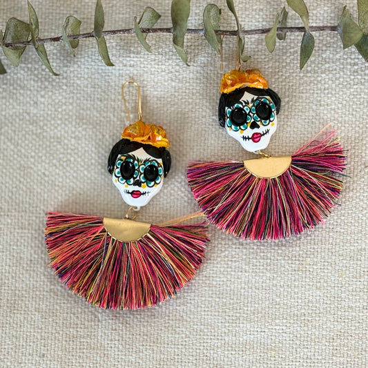 Catrina Yellow/Multicolor Fan Earrings