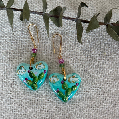 Cactus Heart Shaped Earrings