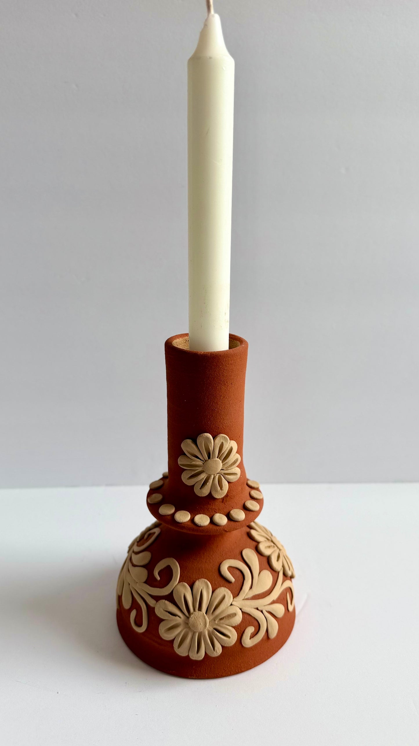 Clay Embroidered Candleholder
