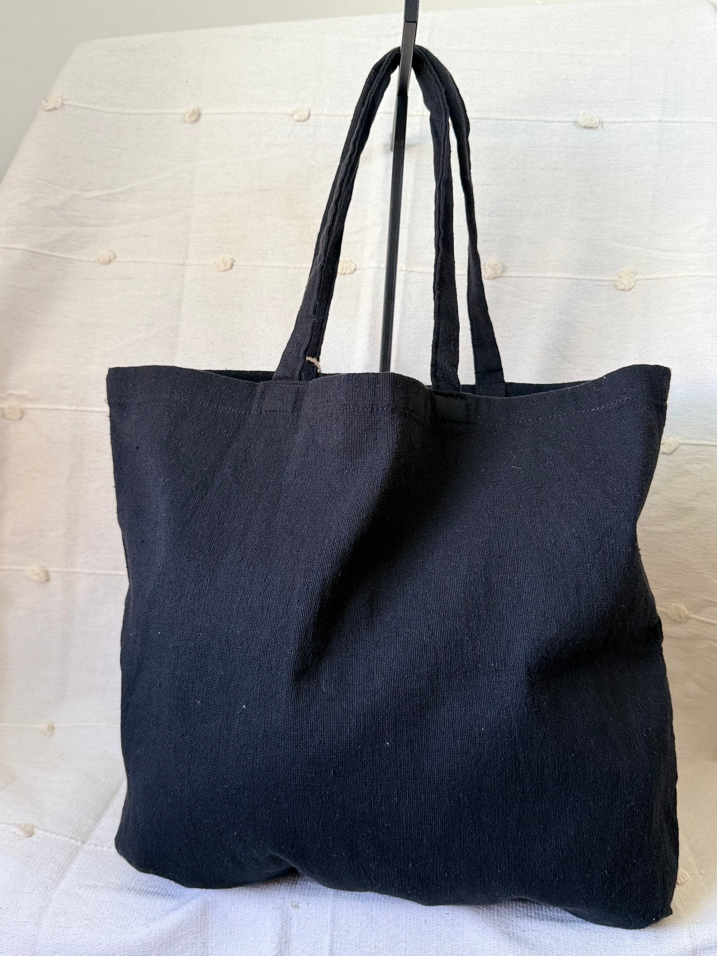 Large Textile Tote Bag - Black/White