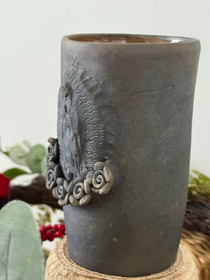 Virgen De Guadalupe Smoked Clay Tall Cup - 3D