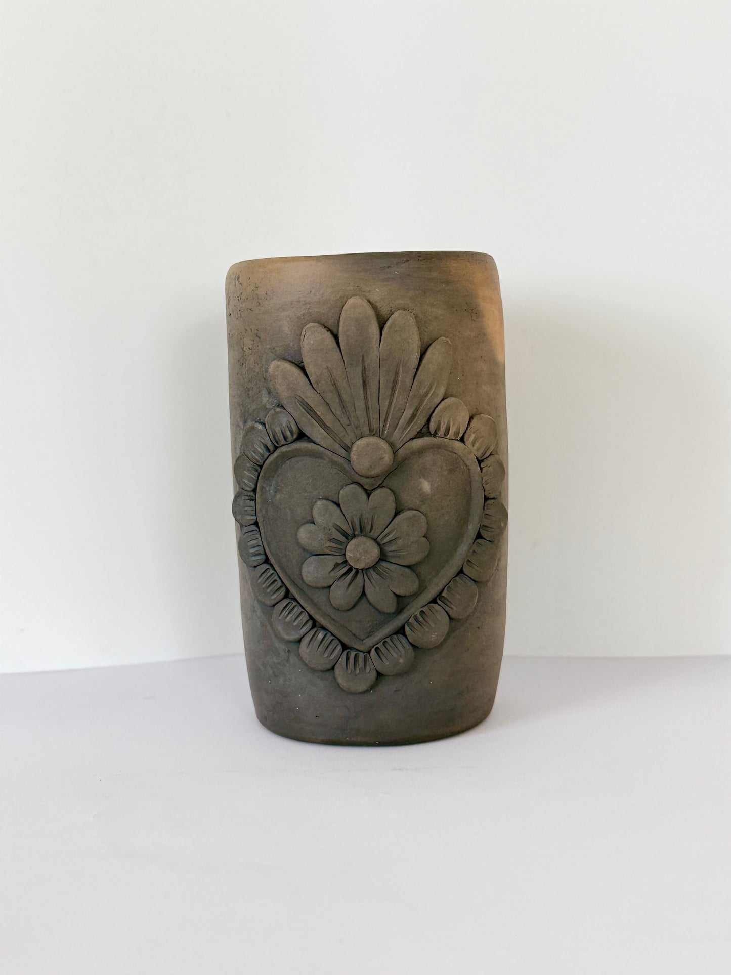 Sacred Heart Smoked Clay Tall Cup - 3D