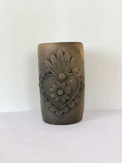 Sacred Heart Smoked Clay Tall Cup - 3D