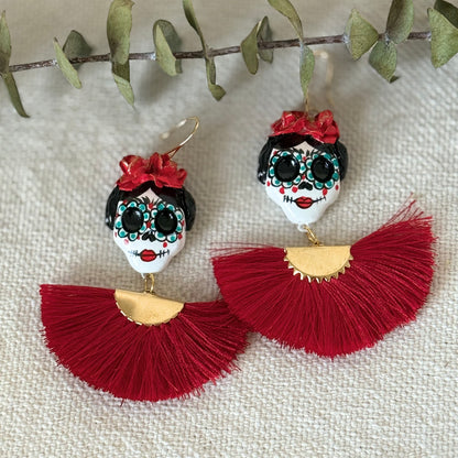 Catrina Red Fan Earrings