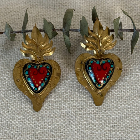 Red/Black Sacred Heart Earrings