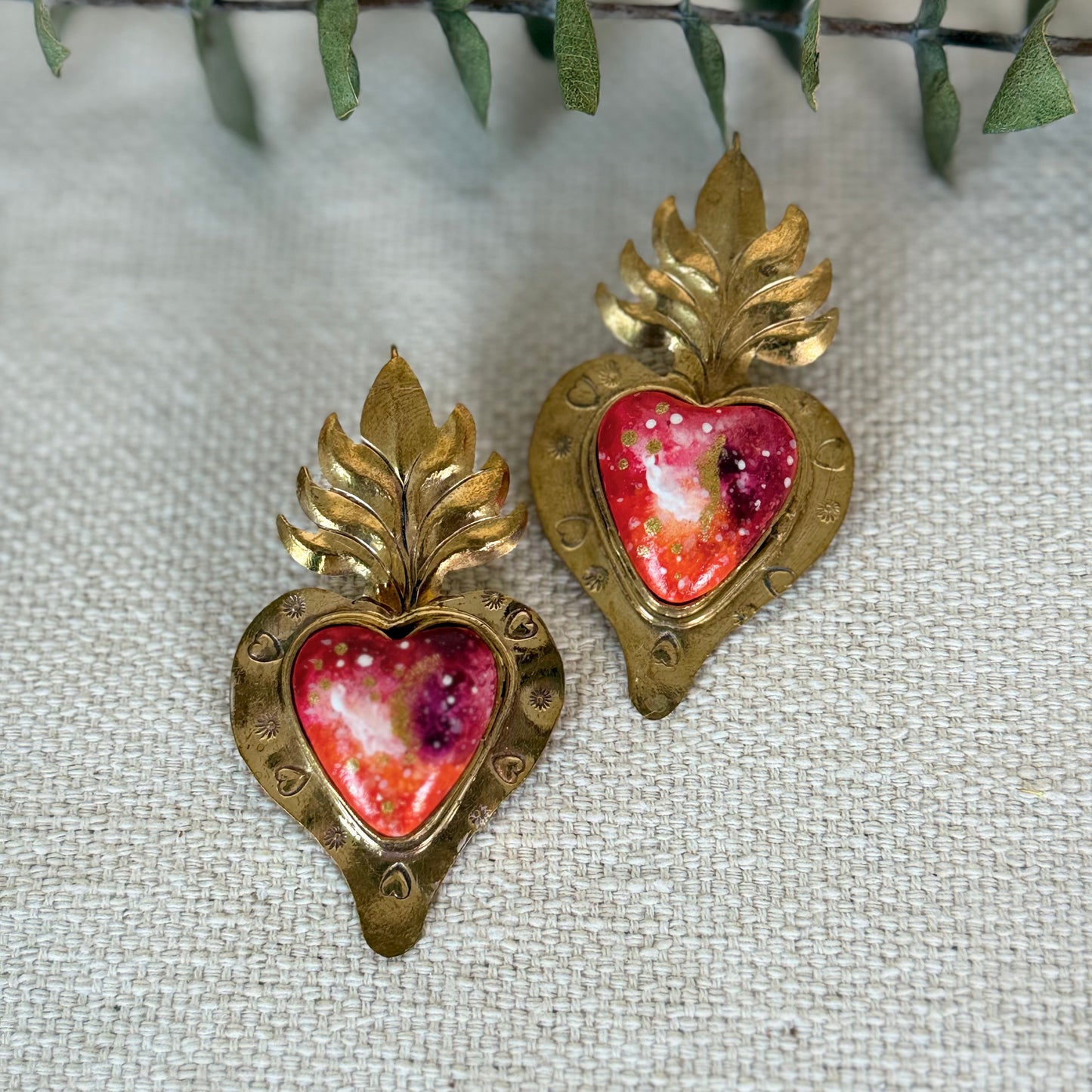 Red Sacred Heart Earrings