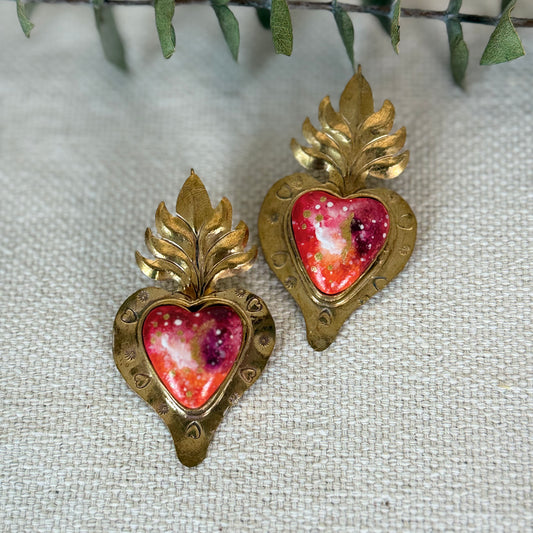 Red Sacred Heart Earrings
