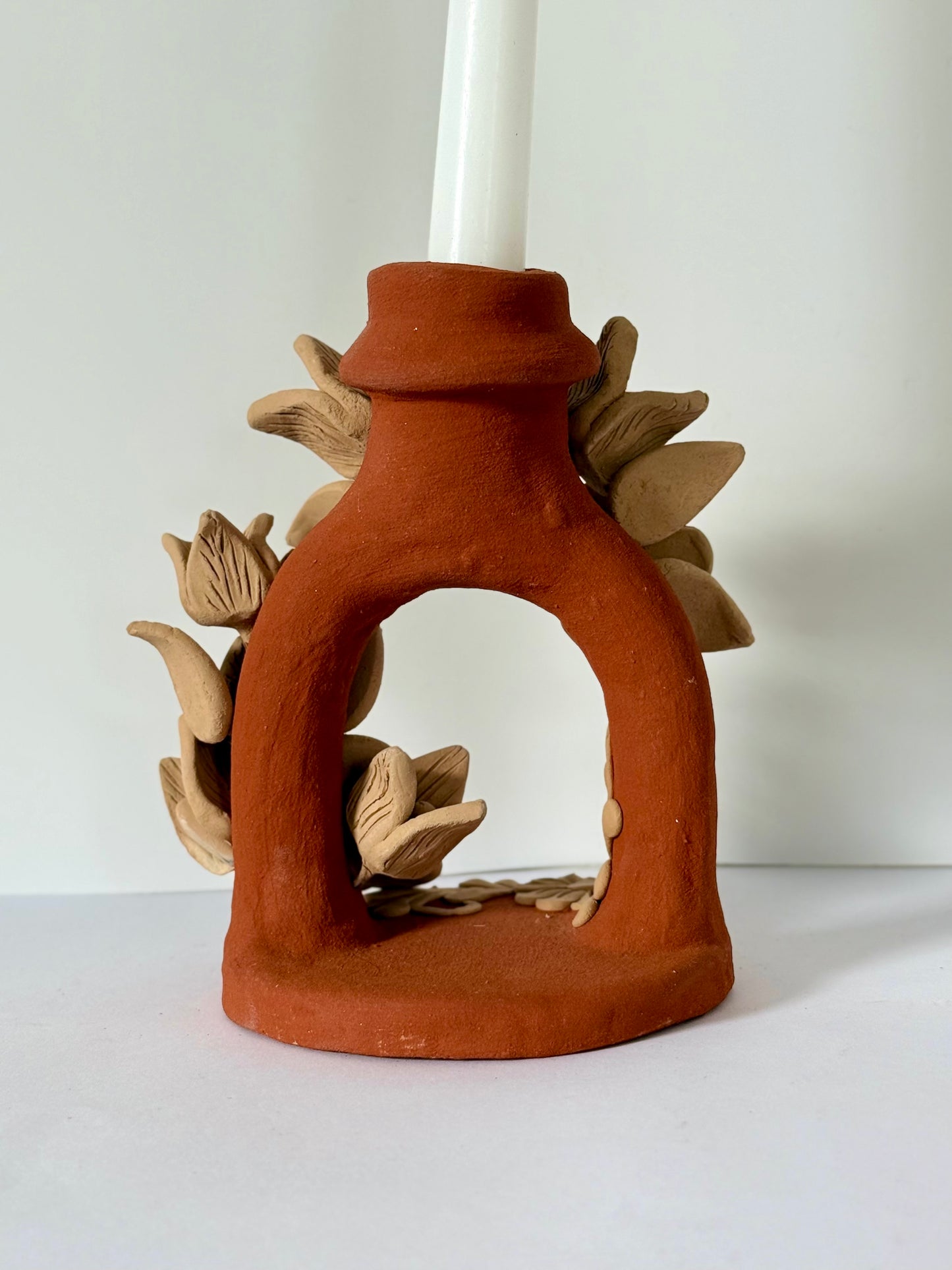 Handmade Clay Candleholder - Red