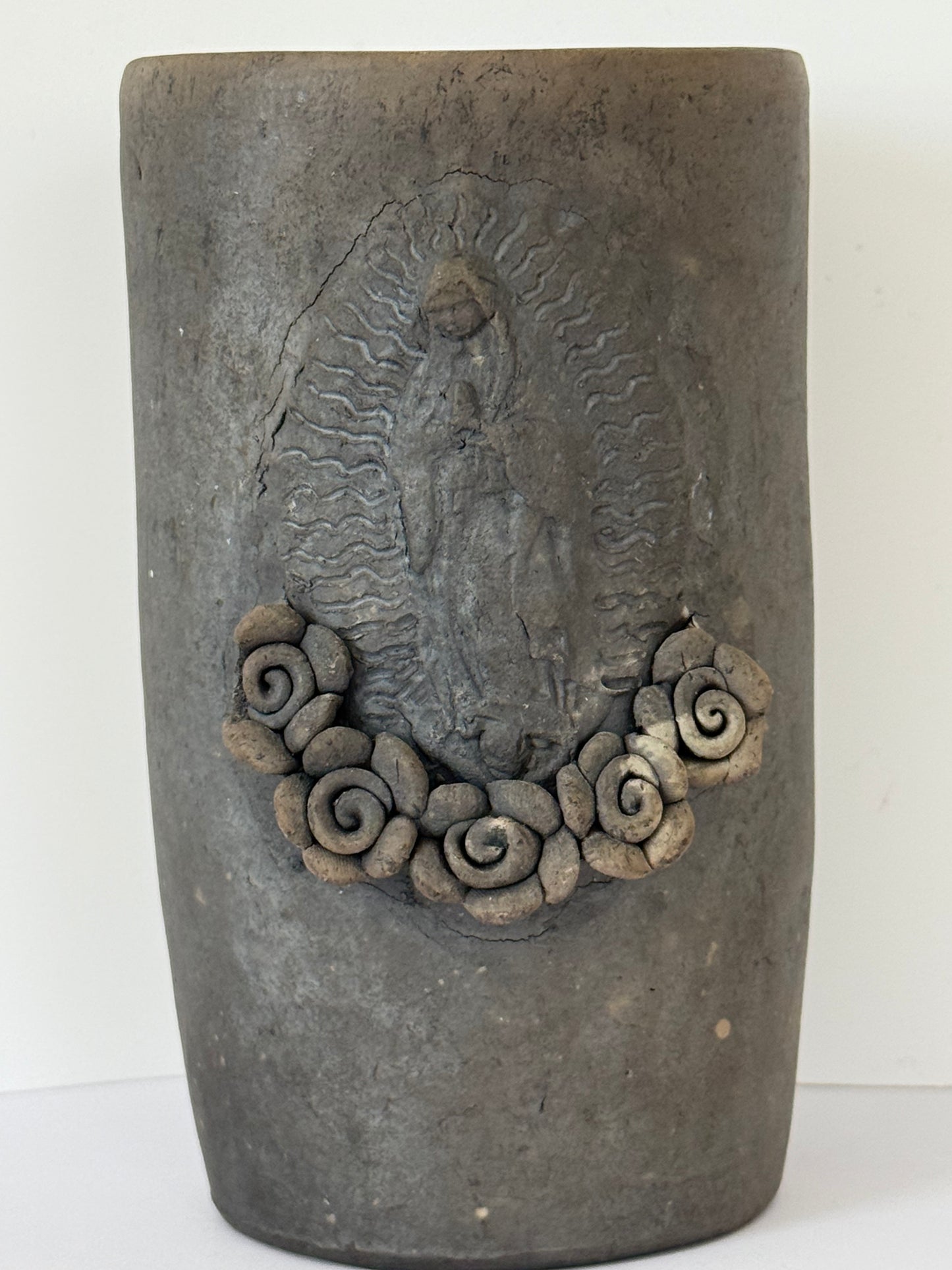 Virgen De Guadalupe Smoked Clay Tall Cup - 3D