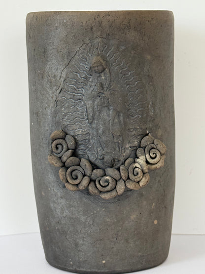 Virgen De Guadalupe Smoked Clay Tall Cup - 3D
