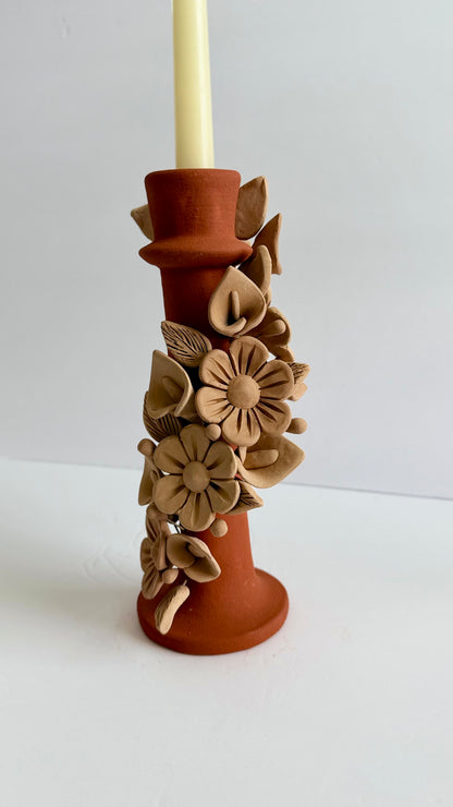 Handmade Clay 3D Flower Candleholder - Two Tone