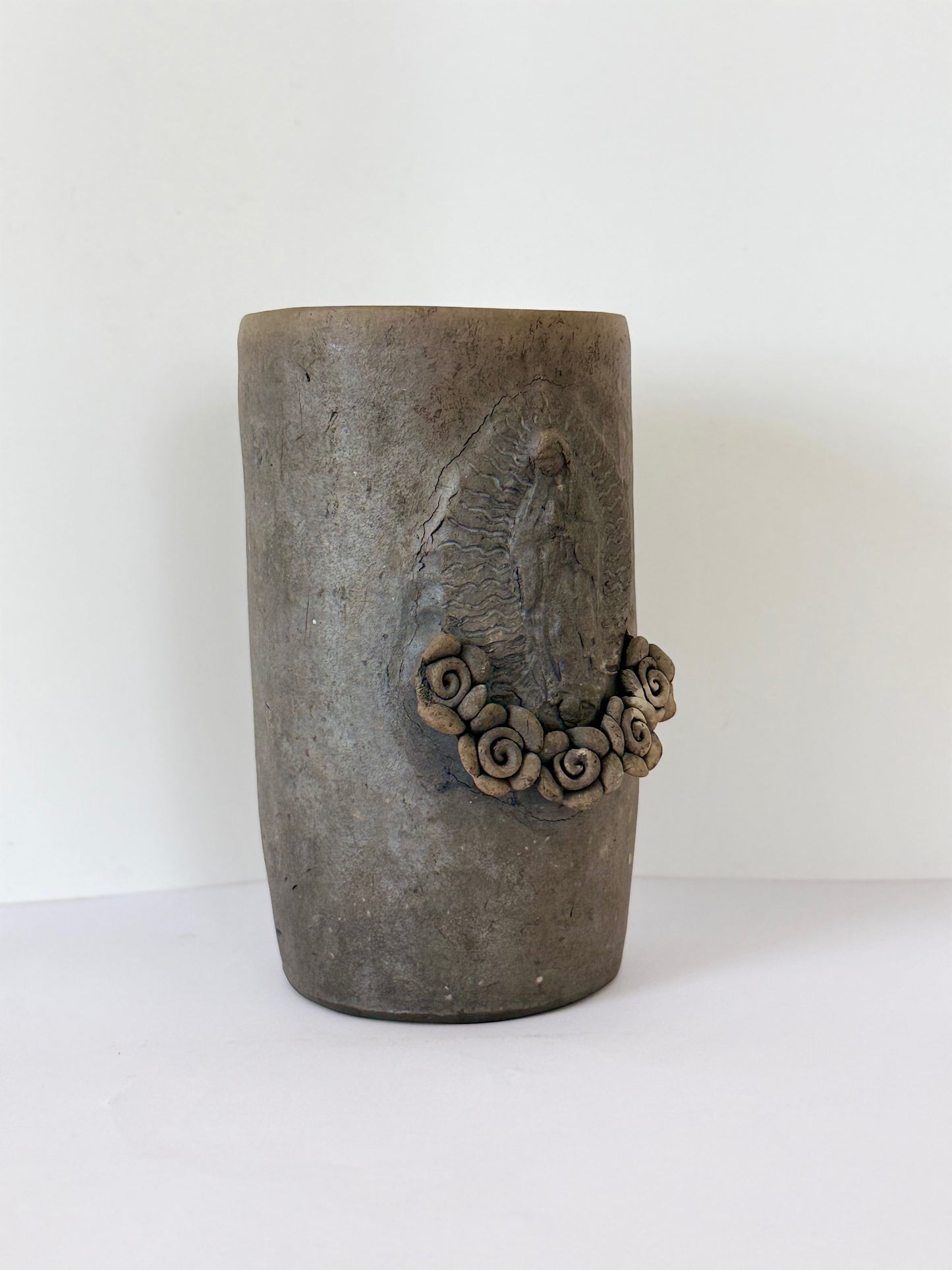 Virgen De Guadalupe Smoked Clay Tall Cup - 3D