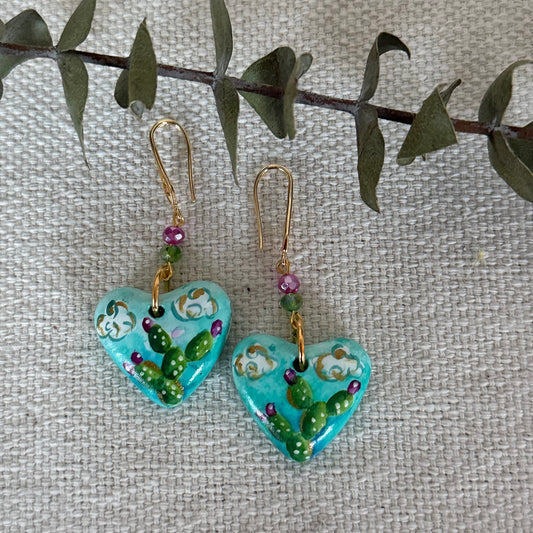 Cactus Heart Shaped Earrings