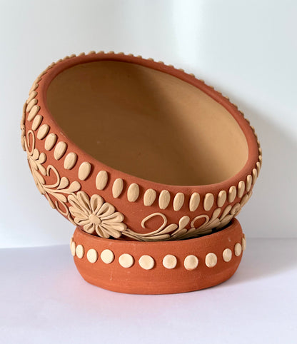 Intricately Designed Floral Vessel with Separate Base