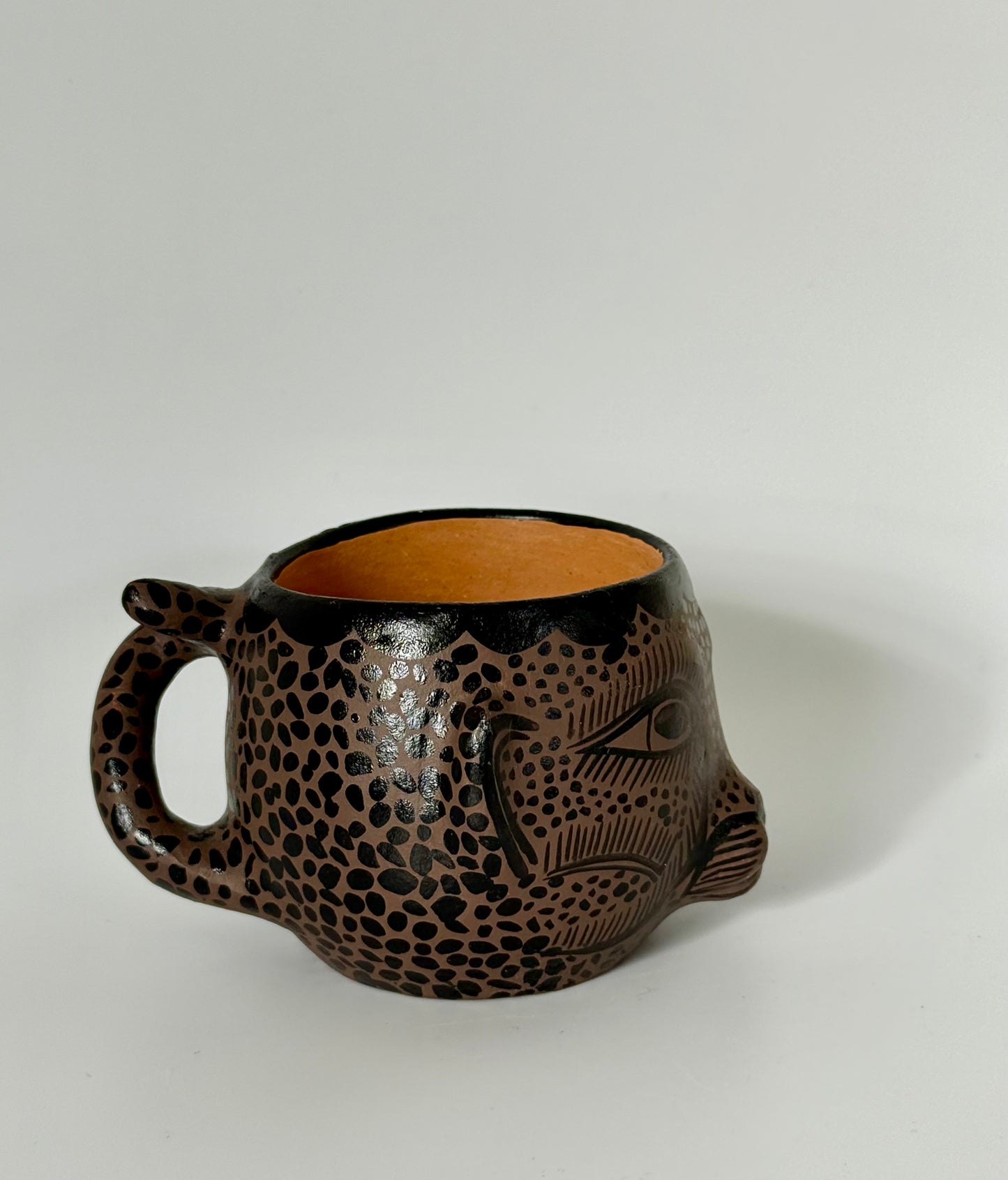 Terracota Jaguar Face Mug - Brown