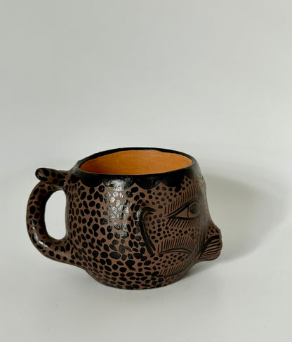 Terracota Jaguar Face Mug - Brown