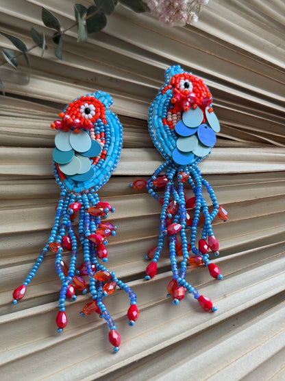 Beaded Tropical Bird Earrings