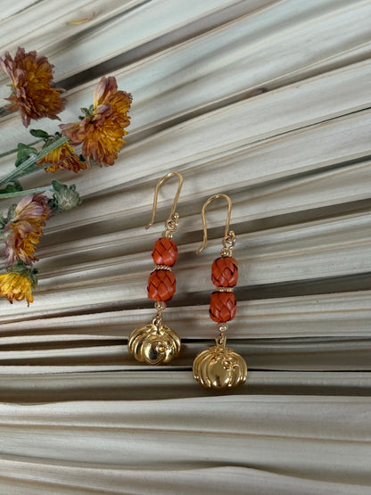 Palm & Dia De Muertos Charm Earrings - Orange