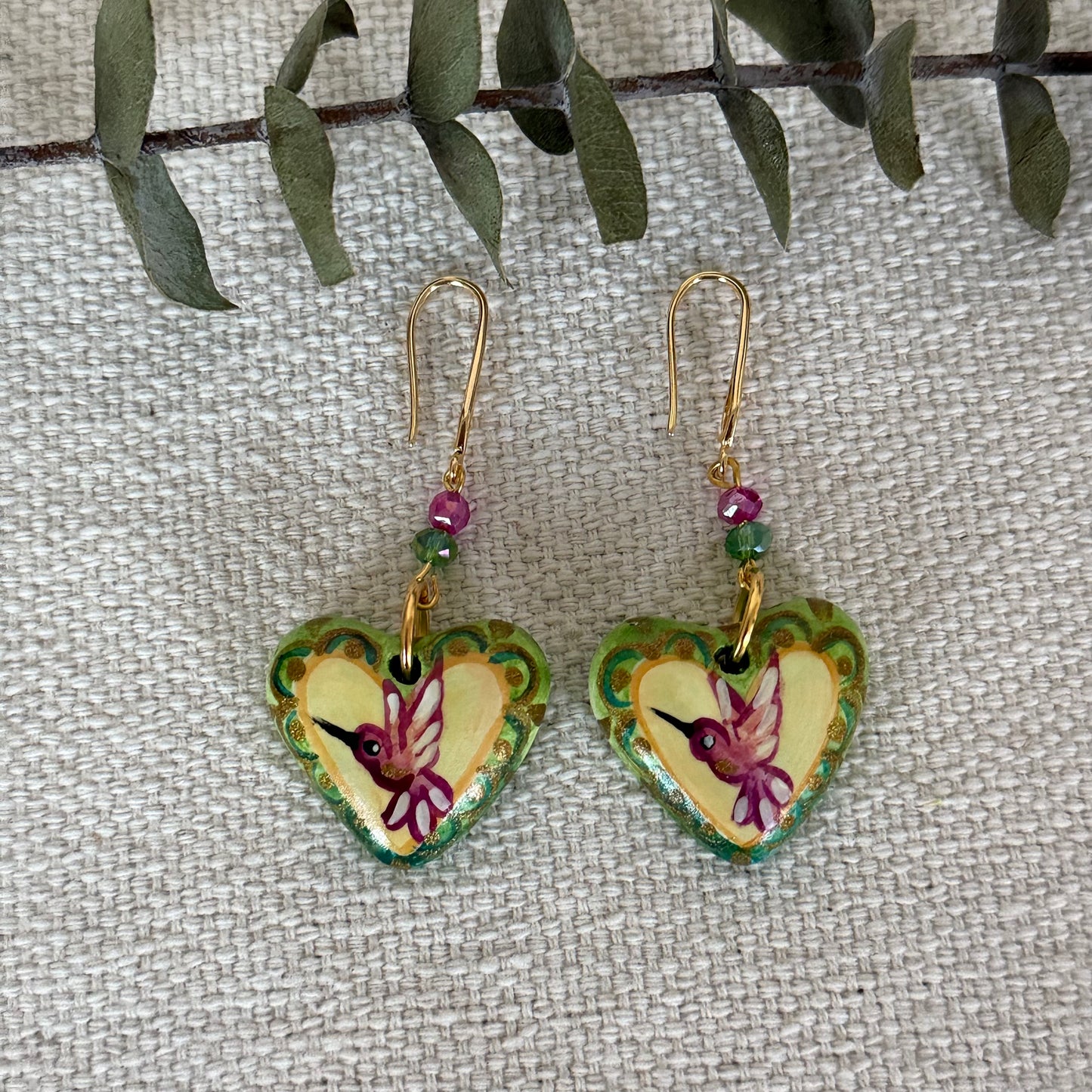 Hummingbird Heart-Shaped Earrings