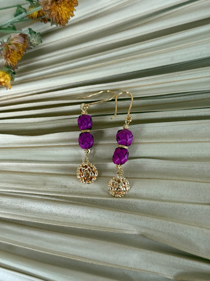 Palm & Dia De Muertos Charm Earrings - Magenta