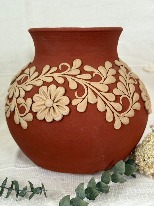 Semi-Embroidered Clay Vase