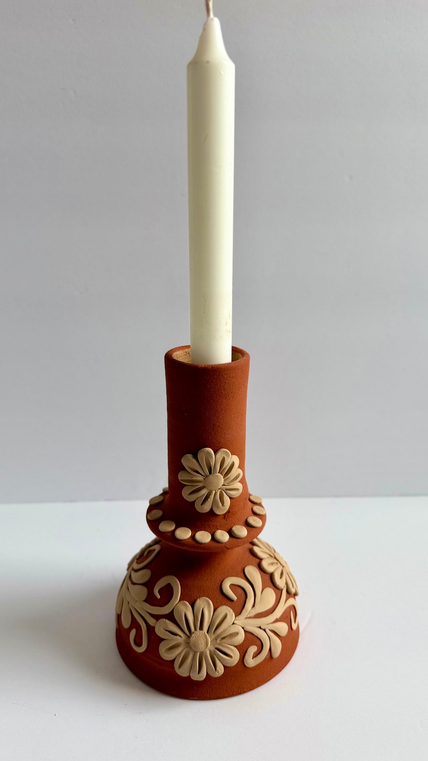 Clay Embroidered Candleholder