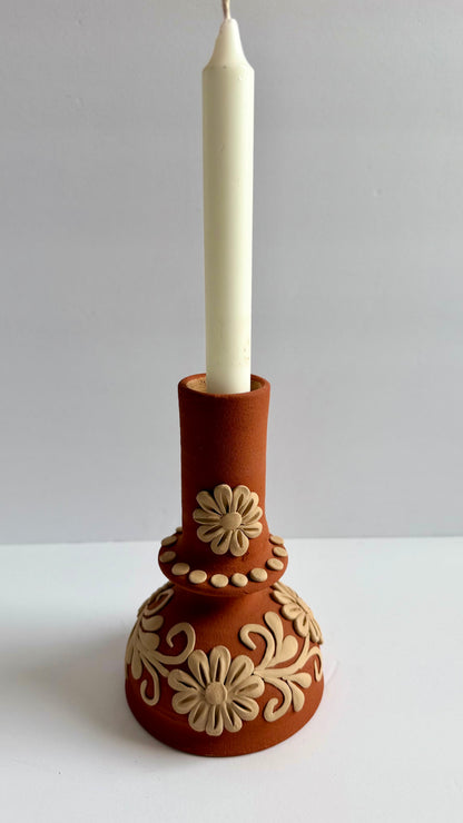 Clay Embroidered Candleholder