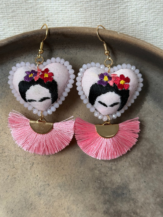 Hand Embroidered Frida Earrings