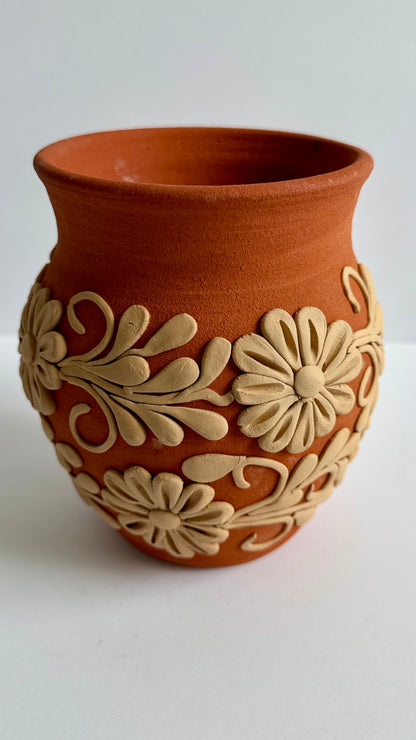 Embroidered Clay Vase