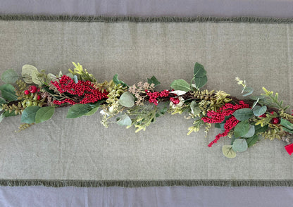 Pedal Loom Table Runner - Olive Green