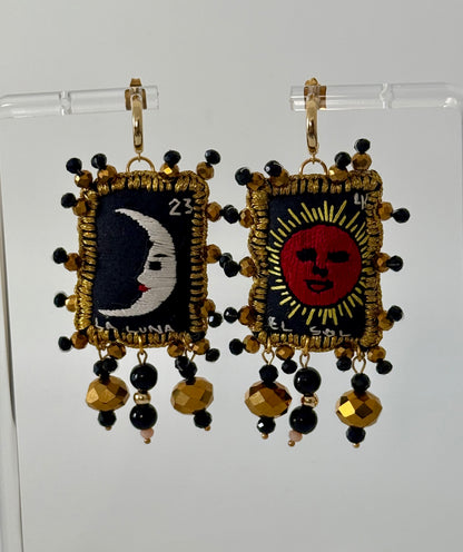 Black Loteria Earrings Sol/Luna