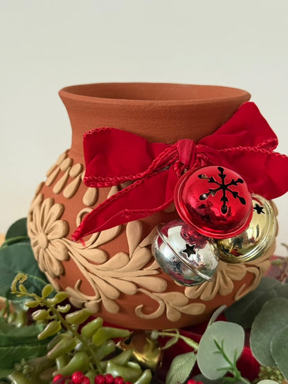 Mini Intricate Clay Vase - Dotted Neck