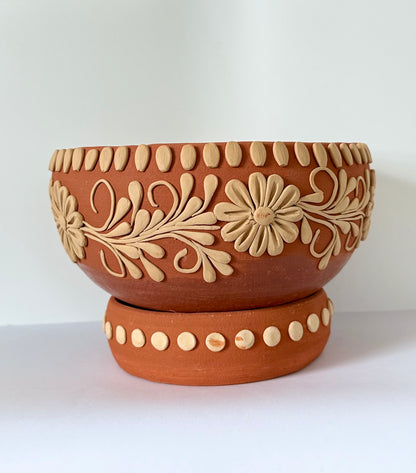Intricately Designed Floral Vessel with Separate Base