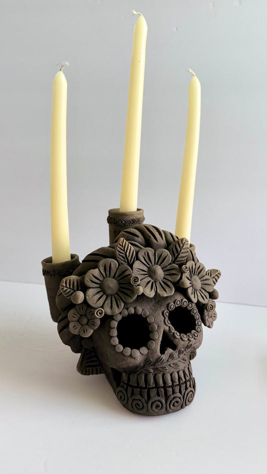 Dia De Muertos Skull/Triple Candleholder