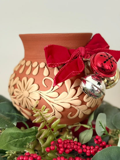 Mini Intricate Clay Vase - Dotted Neck