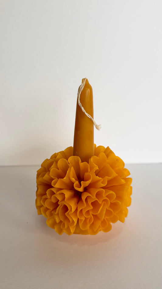 Small Handmade Beeswax Candle - Orange