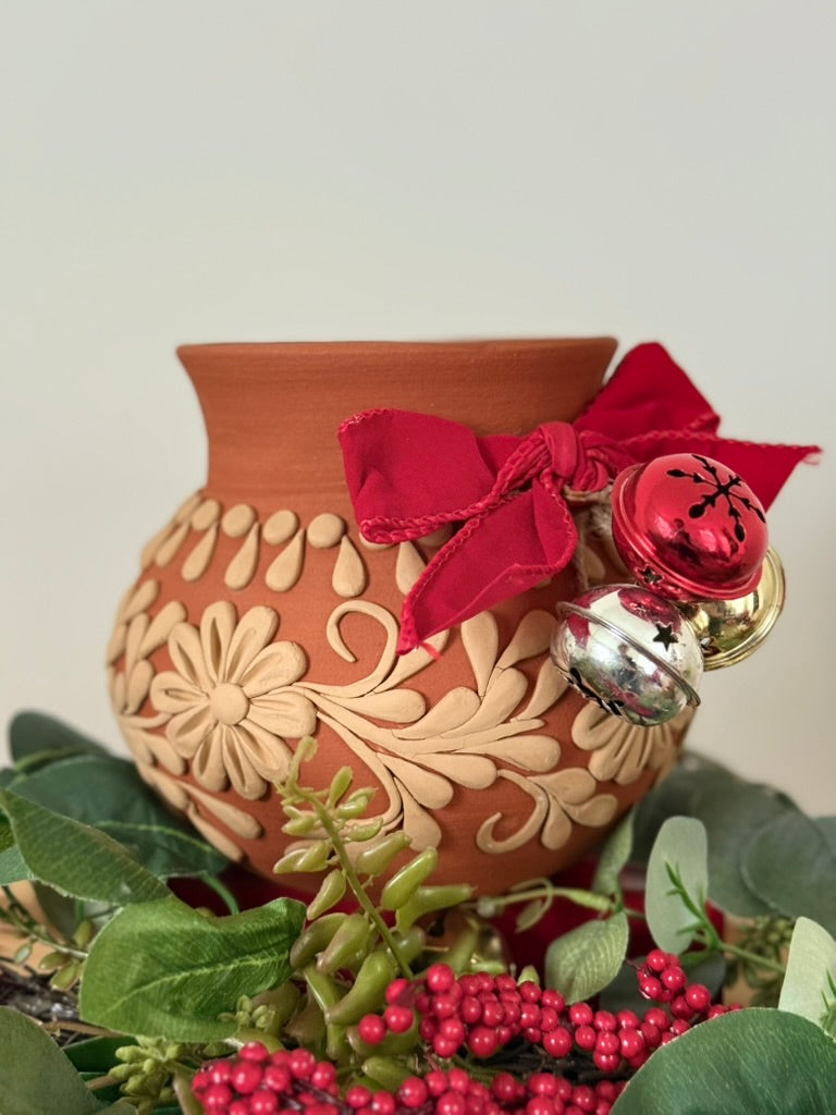 Mini Intricate Clay Vase - Dotted Neck