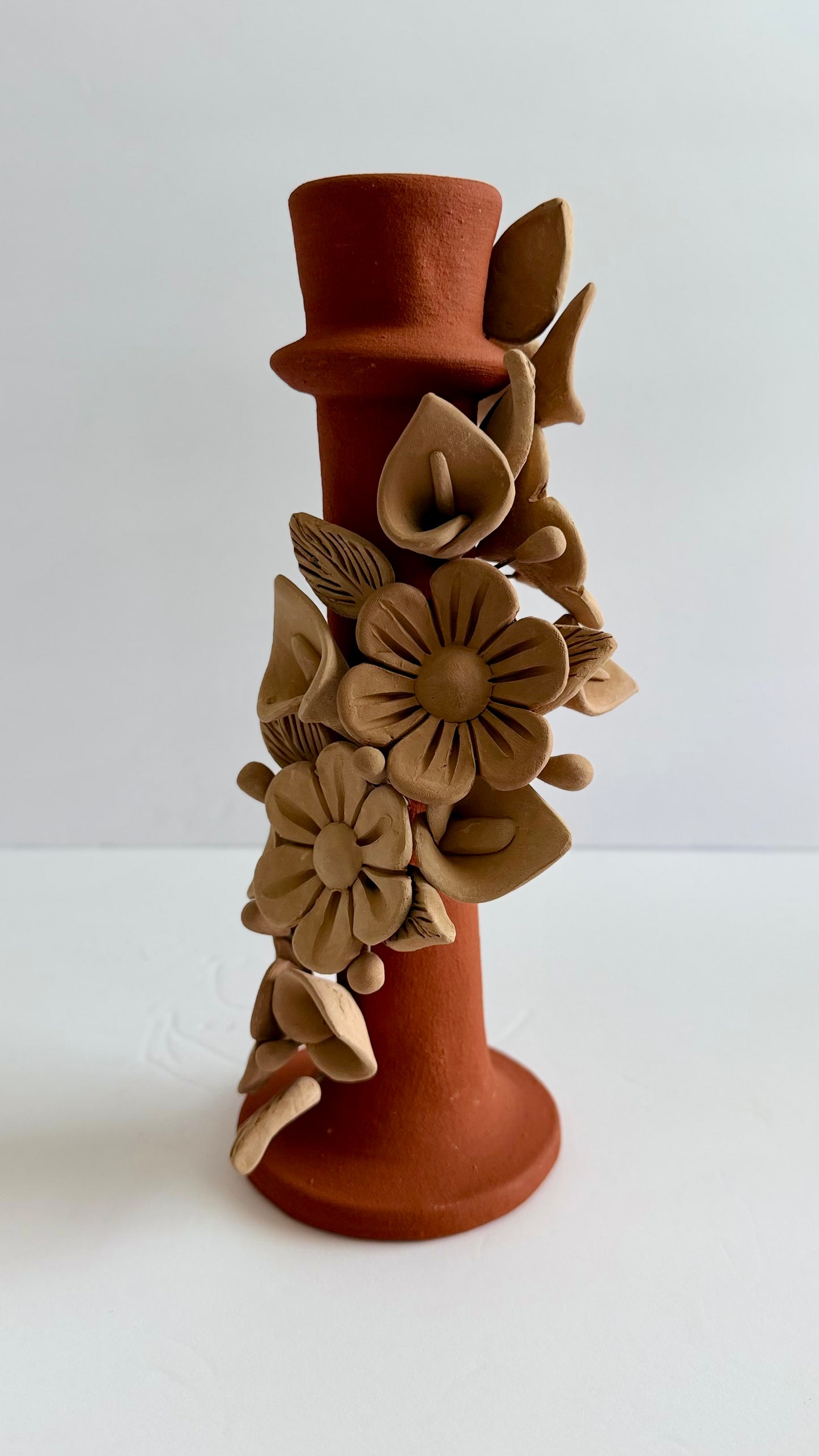 Handmade Clay 3D Flower Candleholder - Two Tone
