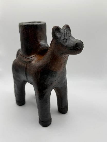 Clay Horse Figure Candle Holder
