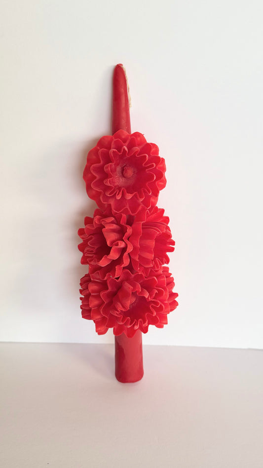 Handmade Beeswax Candle - Red