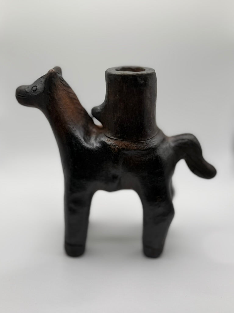 Clay Horse Figure Candle Holder