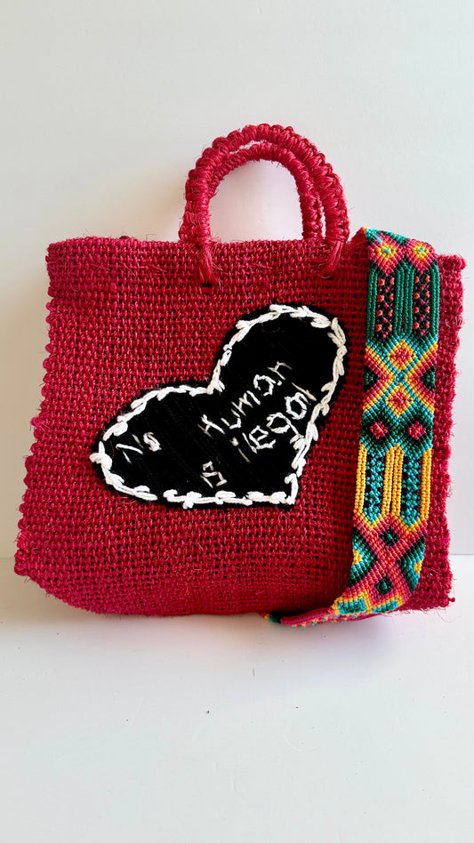 No Human Is Ilegal Ixtle Handbag - Red