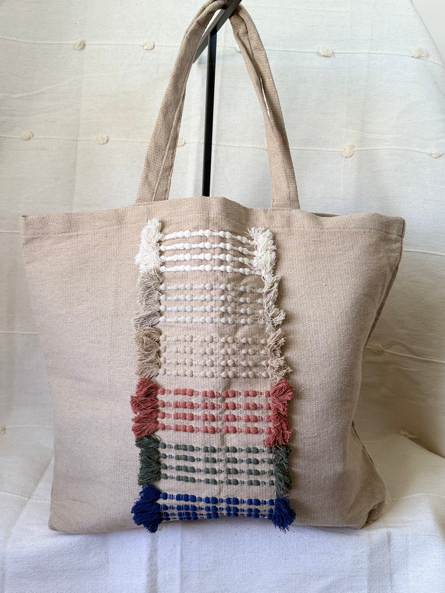 Large Textile Tote Bag - Neutral Colors