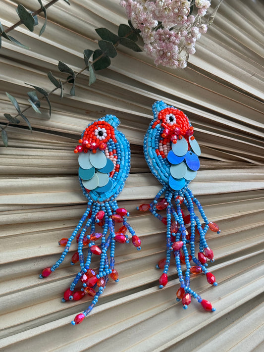 Beaded Tropical Bird Earrings