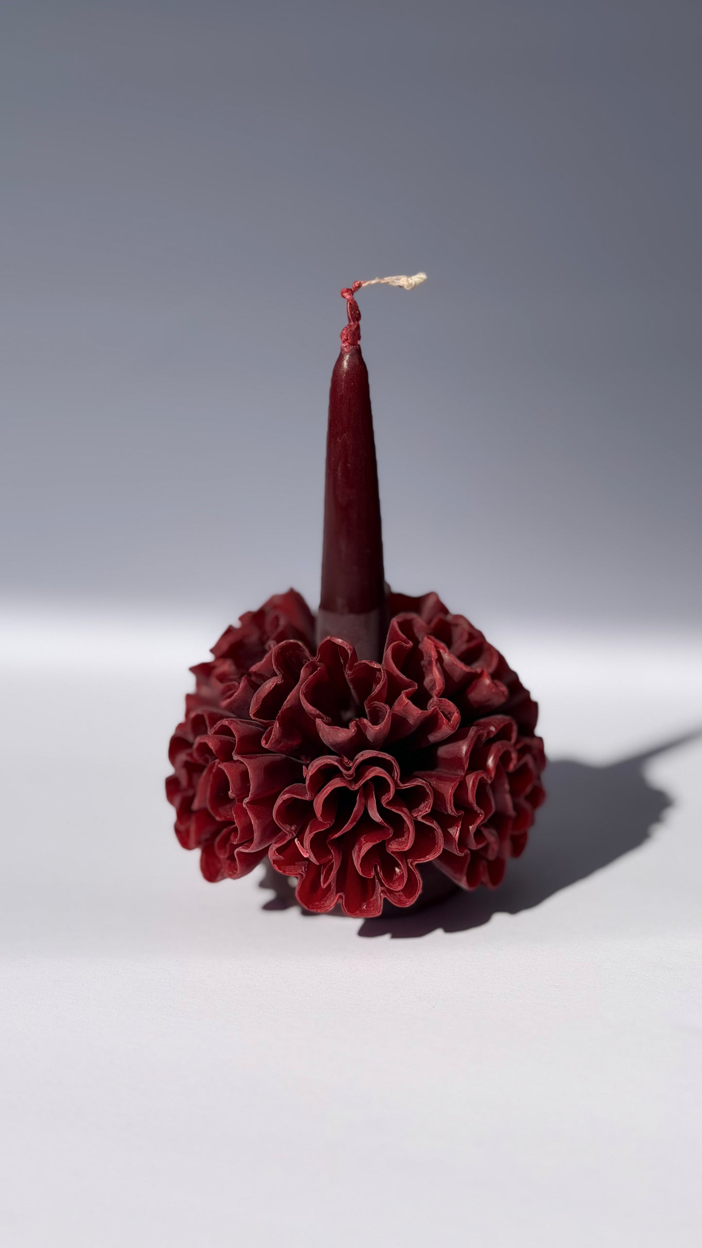 Small Handmade Beeswax Candle - Burgundy