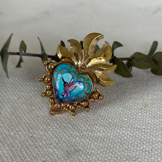 Hummingbird Sacred Heart Ring