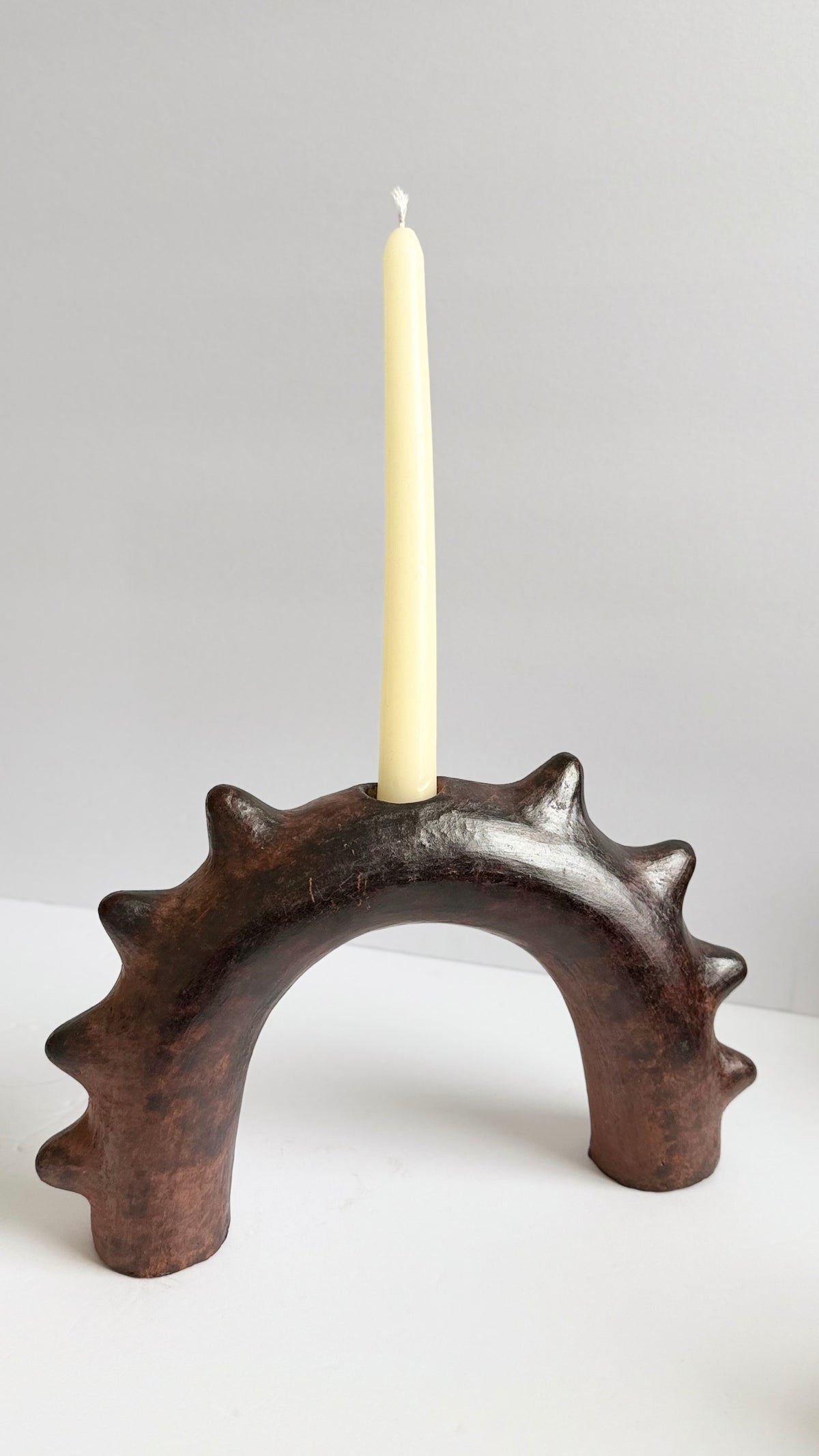 Clay Spiked Arch Candleholder