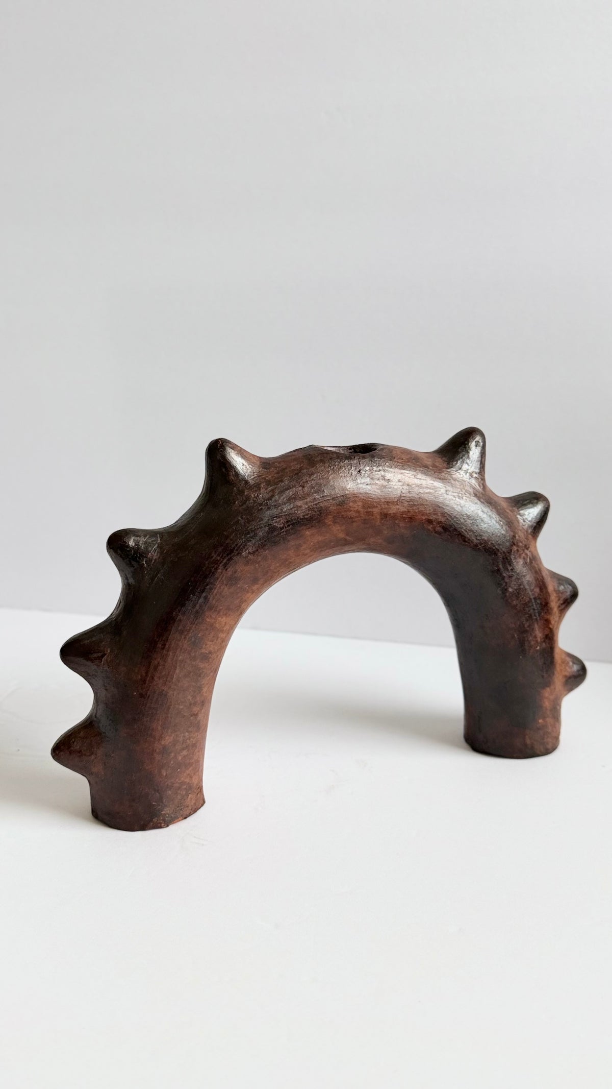 Clay Spiked Arch Candleholder