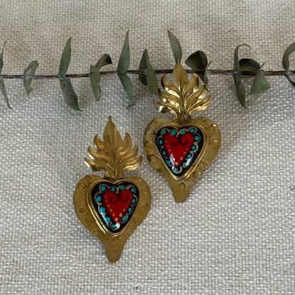 Red/Black Sacred Heart Earrings